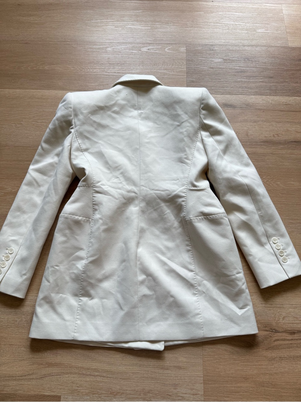 Zara White Double-Breasted Longline Blazer - Picture 9 of 9